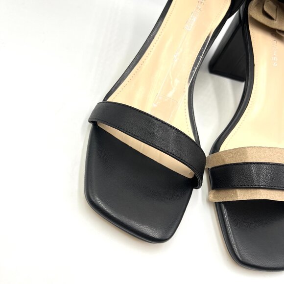 Marc Fisher Womens Size 8.5 Jaron Black Leather Block Heels Sandals Shoes - Picture 4 of 14